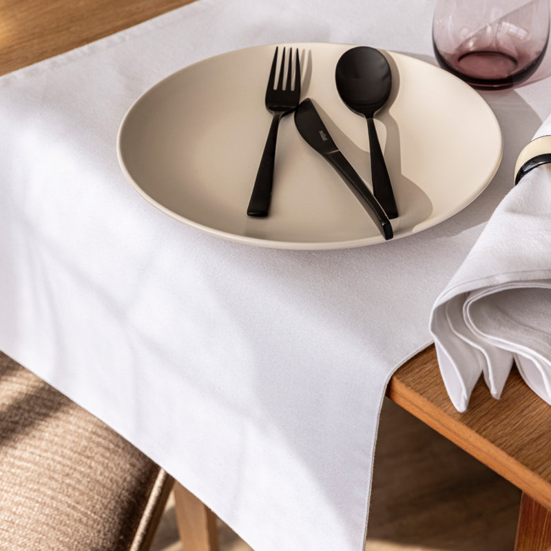 Over&Back Woven Chambray Table Runner, White, 18" W x 90" L