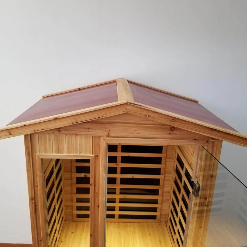  KISRAIS Outdoor 2 Person Far Infrared Sauna withstand Outdoor Temp -4℉-104℉ Low EMF Sauna Room for Home-6 Low EMF Heaters-Chromotherapy-Bluetooth Speakers