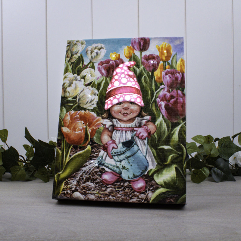 Tulip Gnome 8x6 Mini Lighted Easel Back Canvas