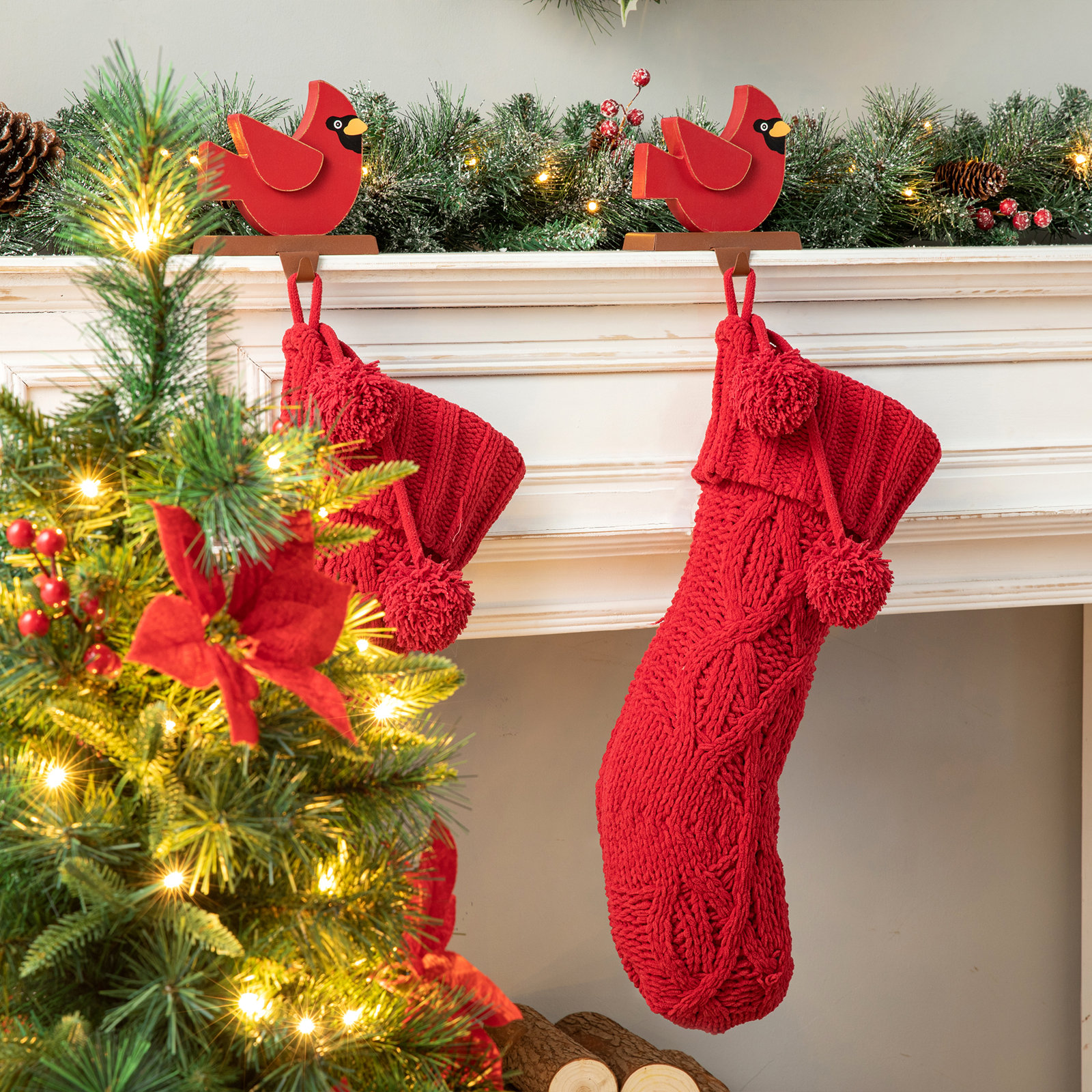 The Holiday Aisle® Knit Velvet Stocking, Red