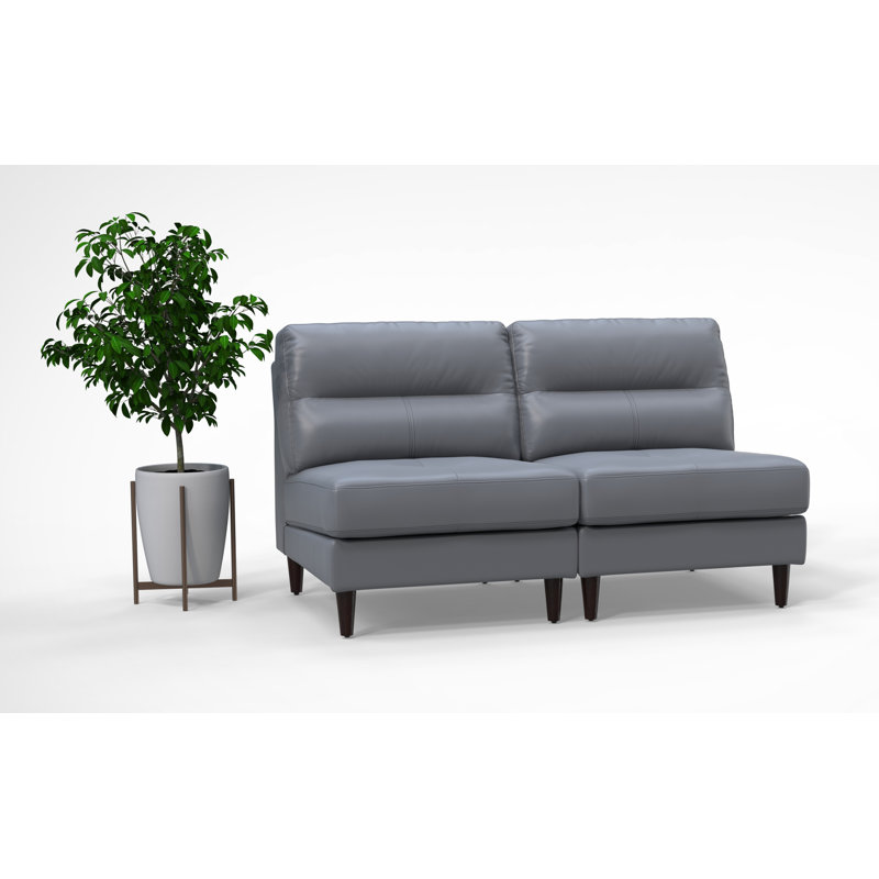 Ensemble de chaises pour salle d'attente 2 personnes 2 pièces 100% cuir véritable couleur gris, No