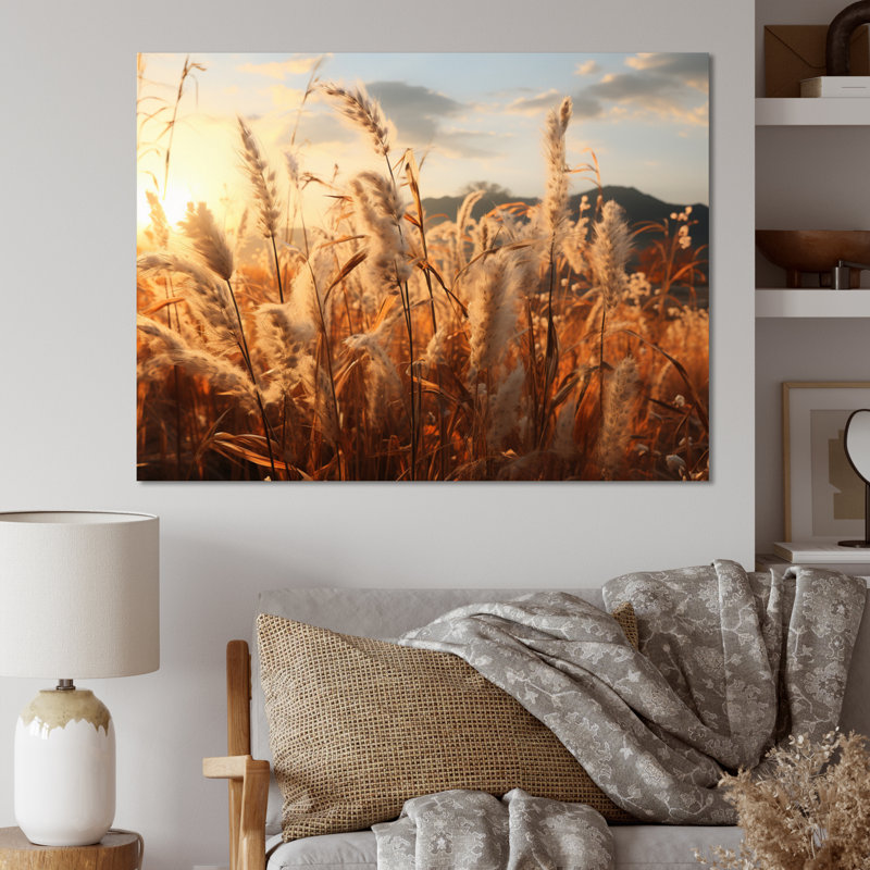 Beige Herbs Field II - Landscapes Canvas Art Print, H 34 po x l 44 po x P 1,5 po, Toile tendue