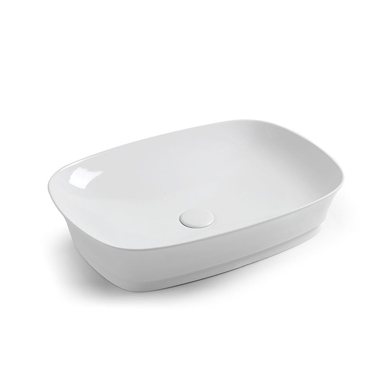 WS Bath Collections Mood 16.9'' Glossy White Ceramic Rectangular Bathroom Sink