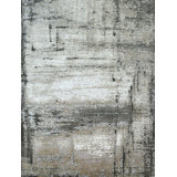 Hand Knotted Abstract Area Rug in Silver/Charcoal