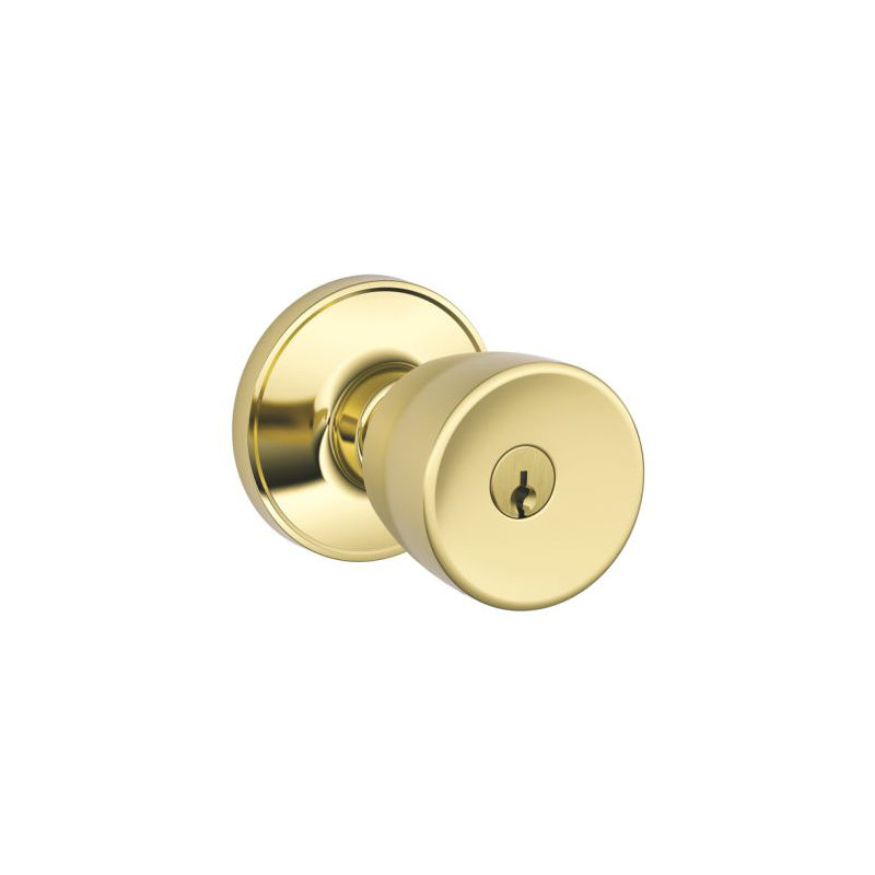 Byron Knob Keyed Entry Lock, Yes, Keyed Alike, Bright Brass