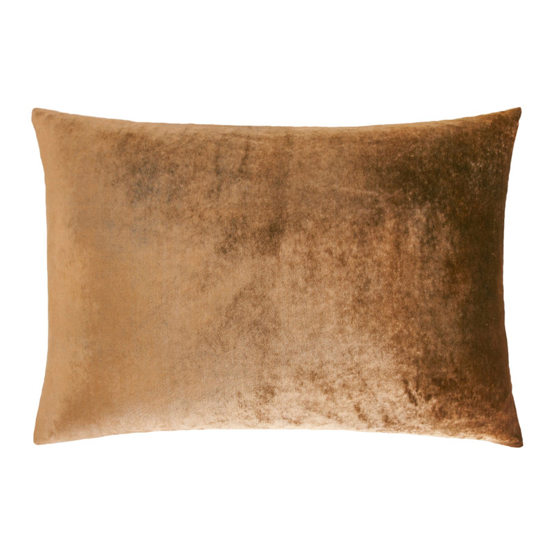 Ombre Square Velvet Pillow Cover & Insert, Rectangle 14"H x 20"W, Copper Ivy
