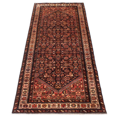 One of kind Hand-Knotted Anadol Navy Rug 3'10" x 10'4"