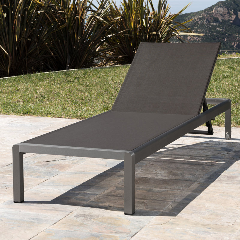 Comfortable Gray Mesh Lounge - & Adjustable Outdoor Chair Breathable Back