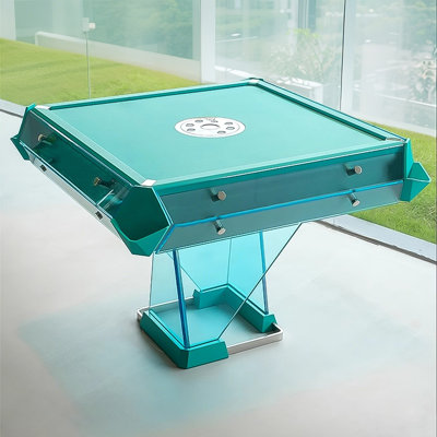 Modern Light Luxury Tempered Glass Green Square Automatic Mahjong Table for Chinese Rules
