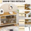 Spacieux chat blanc avec cadre en bois de sapin et en fer, maison moderne en verre trempé inclus, cadre en fer, portes idéales pour les espaces de vie