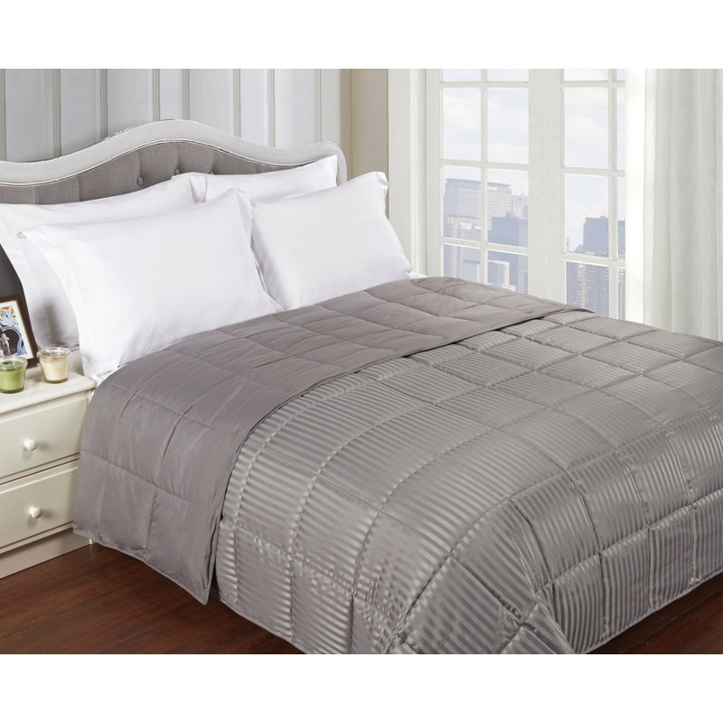King Size Gray Reversible Cotton Comforter with Down Alternative Fill