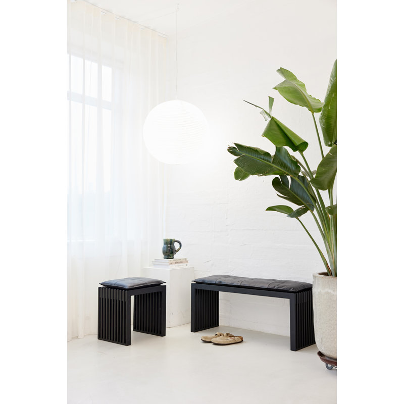 Riback Solid Wood Bench, 43cm H x 104cm W x 35cm D, Black