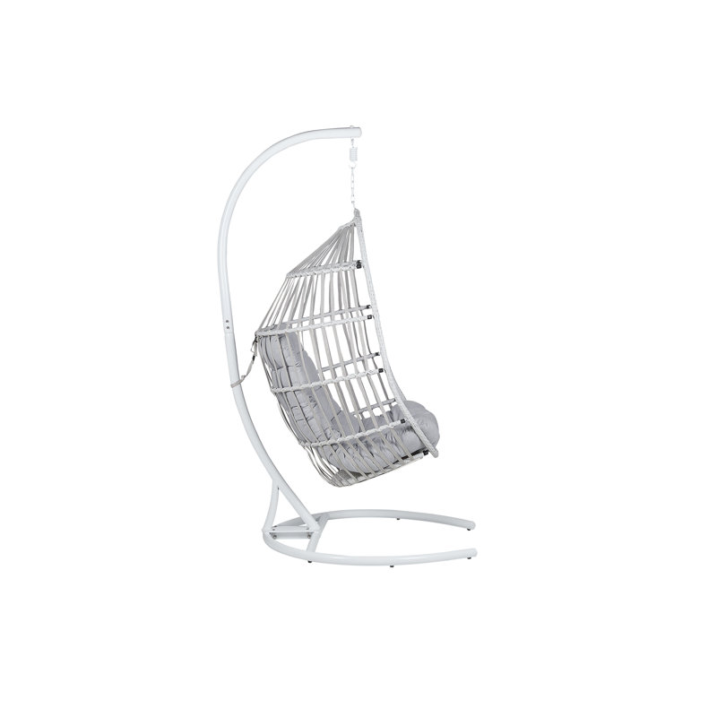 Burlison Swing Chair with Stand, Light Grey, White