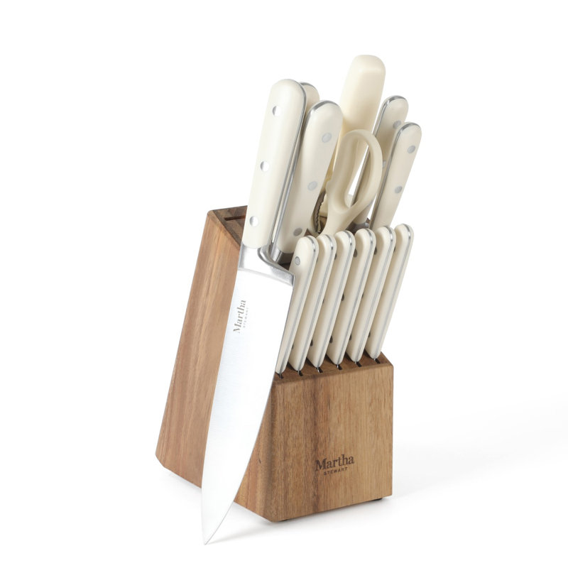 Ensemble de 14 blocs à couteaux 14 pièces, Acier inoxydable (18/10), Blanc