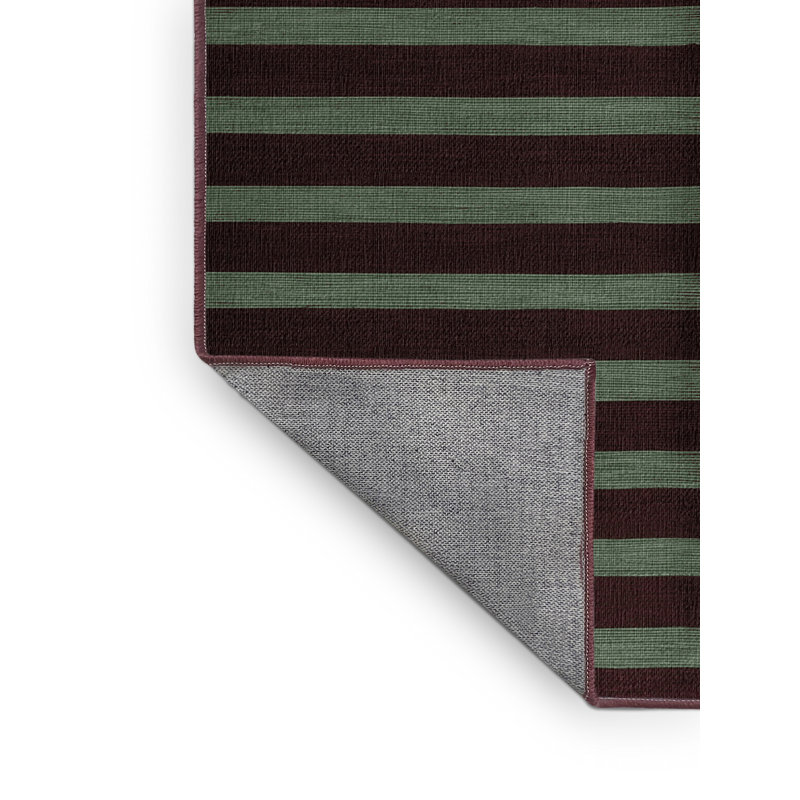 Tapis brun à rayures horizontales lavable à la machine, Carré 4 pi