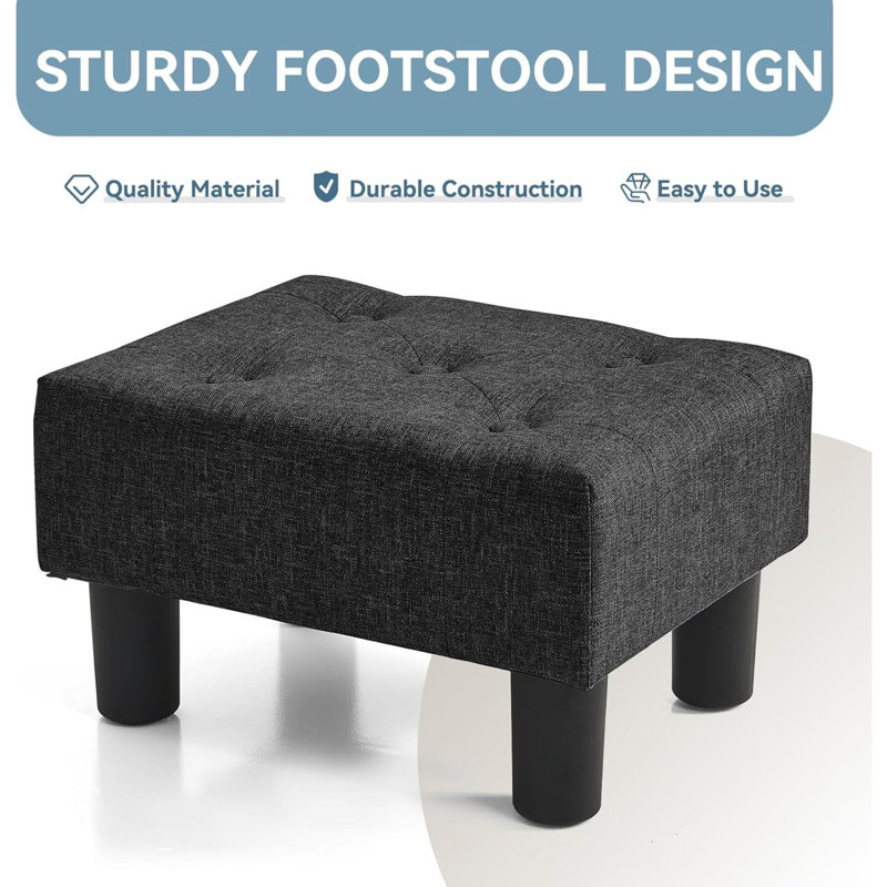 Etherson Solid Wood Accent Stool, Black