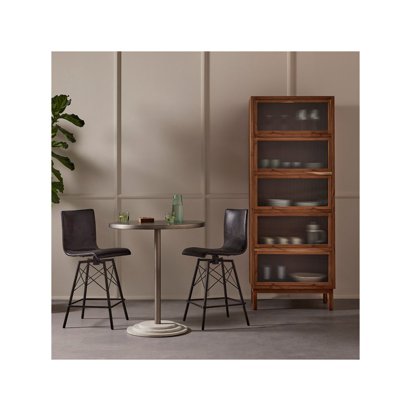 Diaw Swivel Bar Stool, Bar Stool (30.5" Seat Height), Rialto Ebony Top Grain Leather