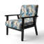 Chaise blanche et sarcelle en marbre Serenity I - Fauteuil d'appoint rembourré en velours bohémien et éclectique-1127676324