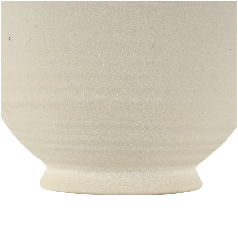 Ceramic Textured Decorative Vase with Ring Handles, Cream