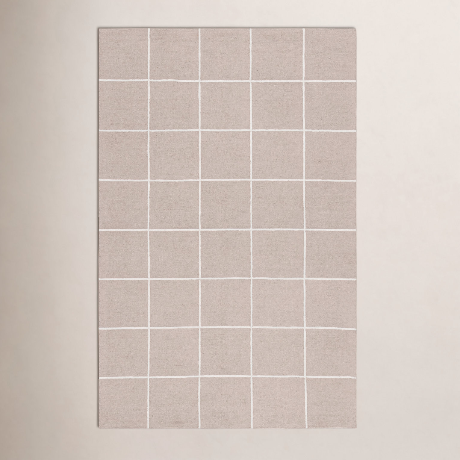 Beige Ivory Hand-Tufted Wool Rug, Rectangle 4' x 6'