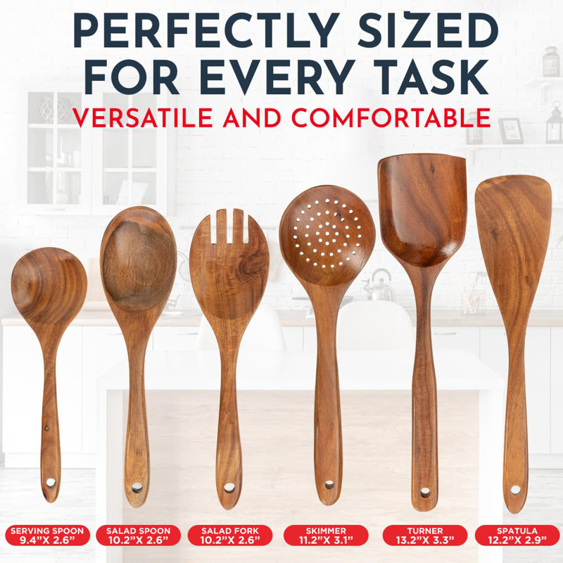 Premium Teak Wood 6-Piece Cooking Utensil Set
