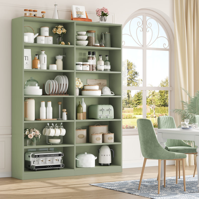 Bibliothèque standard à 6 niveaux H 74,3 "x l 47,2" Geng, Vert, (6 tablettes) H 74,3 po x l 47,2 po x P 11,8 po