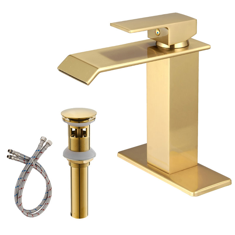 Robinet pour salle de bain à un trou Almeta, Doré, Oui