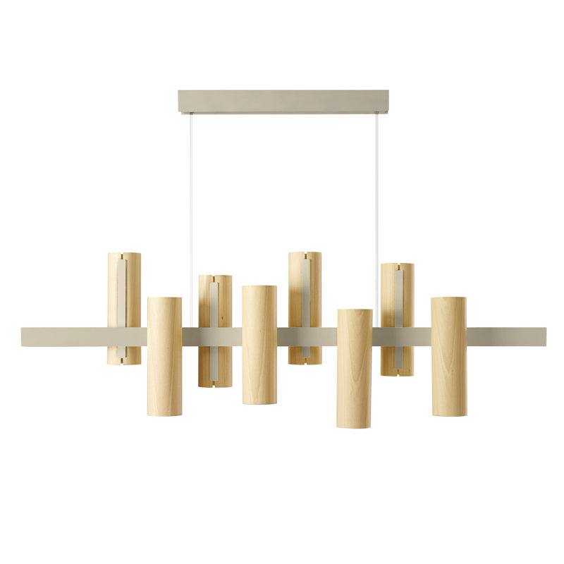 Black Note 8 - Light LED Pendant, Natural Beech, Matte Black, 2700K Bulb Temperature