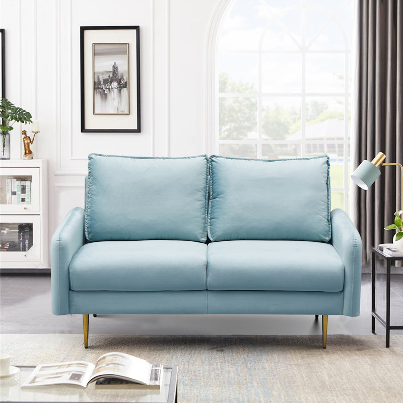 Govany 57.8'' Velvet Loveseat, Cyan Velvet, 33" H x 57.8" W x 31.7" D