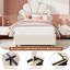 Structure de lit simple en velours pour enfants, style princesse, 2 tiroirs de rangement, tête de lit tapissier, blanc-830992910