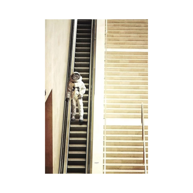 Escalator 1 Piece Wall Art on Canvas, 30.48 cm H x 45.72 cm W, Wrapped Canvas