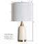 Lampe de table 19,25 po H avec abat-jour tambour en céramique crème brillante, laiton antique et lin blanc