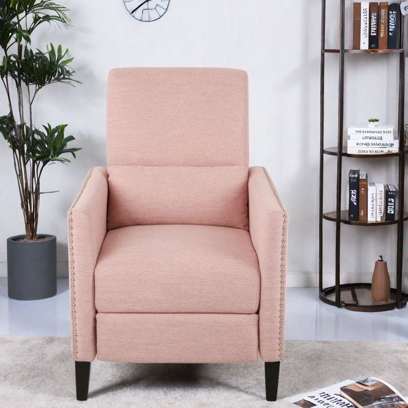 Fauteuils inclinables gain de place avec poche latérale, tissu rose poudré, touche moderne pour la maison