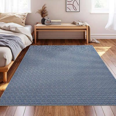 Tapis tressé réaliste lavable à la machine de 5 pi x 7 pi, antitache, antidérapant et doux (noir)