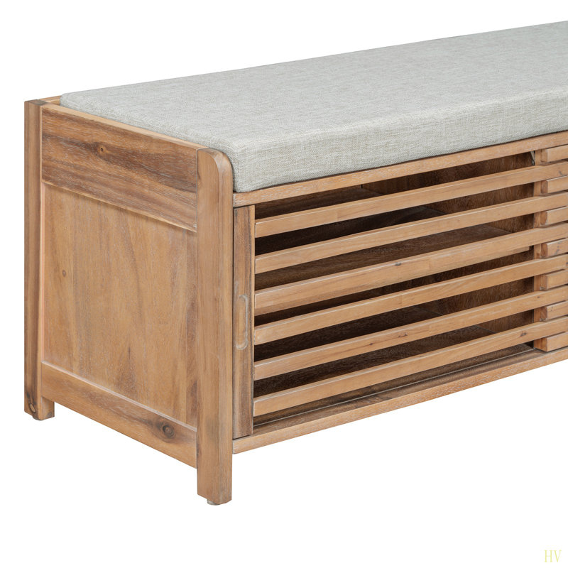 Banc à chaussures avec rangement et coussin, banc de rangement à volets avec charme pour le salon, vestibule, Brun