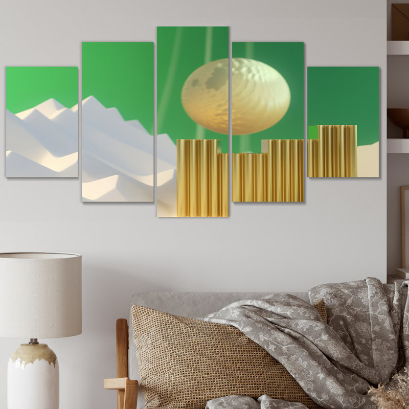 Kardos - Reproduction d'art abstrait paysage - 5 panneaux
