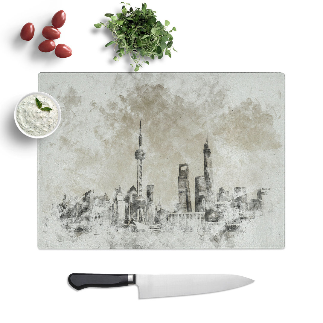 Shanghai Skyline Vol.2 Watercolour Chopping Board