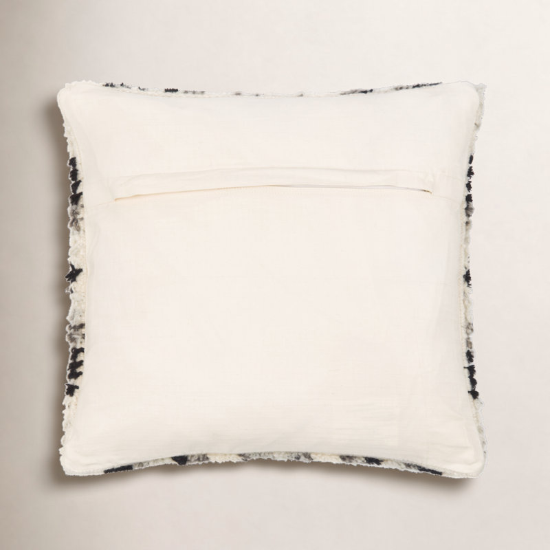 Cyan Geometric Wool Throw Pillow, 20" x 20", Down