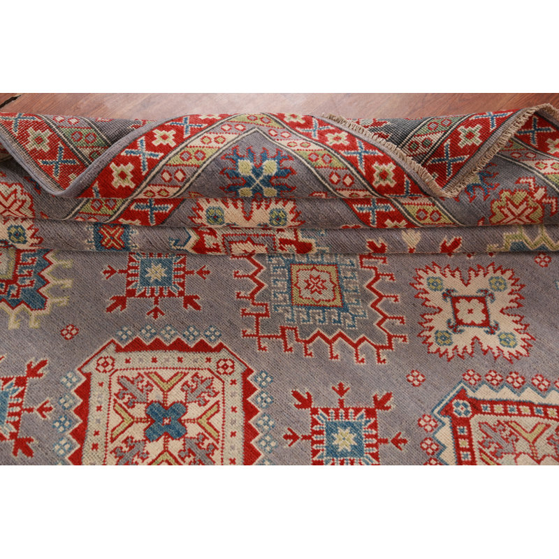 Tapis oriental géométrique en laine Kazak 8 x 10