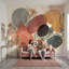 Murale de plumes de paon Art Nouveau-662953832-662953835