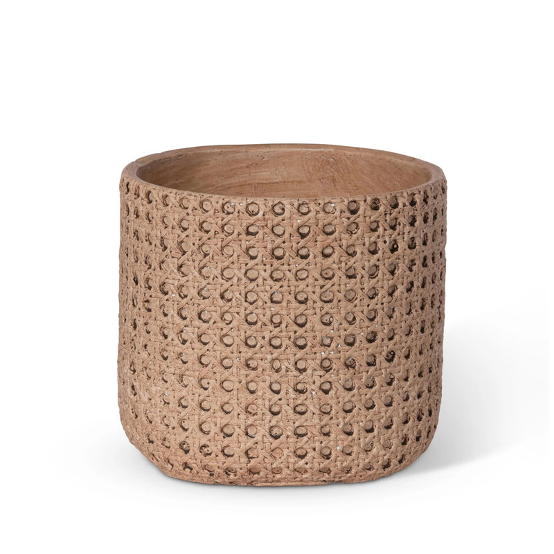 M Round Cane Orange Terracotta  Pot, 5'' H x 6'' W x 6'' D
