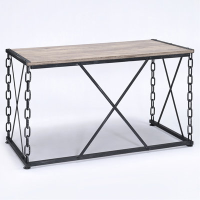 Bureau industriel en chêne rustique et noir antique - rehausse la décoration de bureau polyvalente