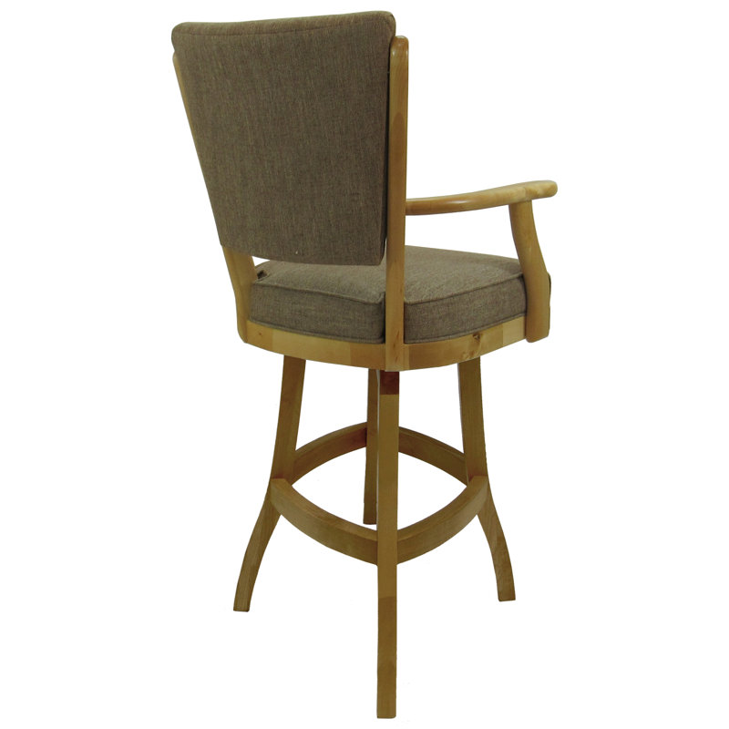 Très grand tabouret pivotant en bois Irminger, Bassin beige / cadre naturel