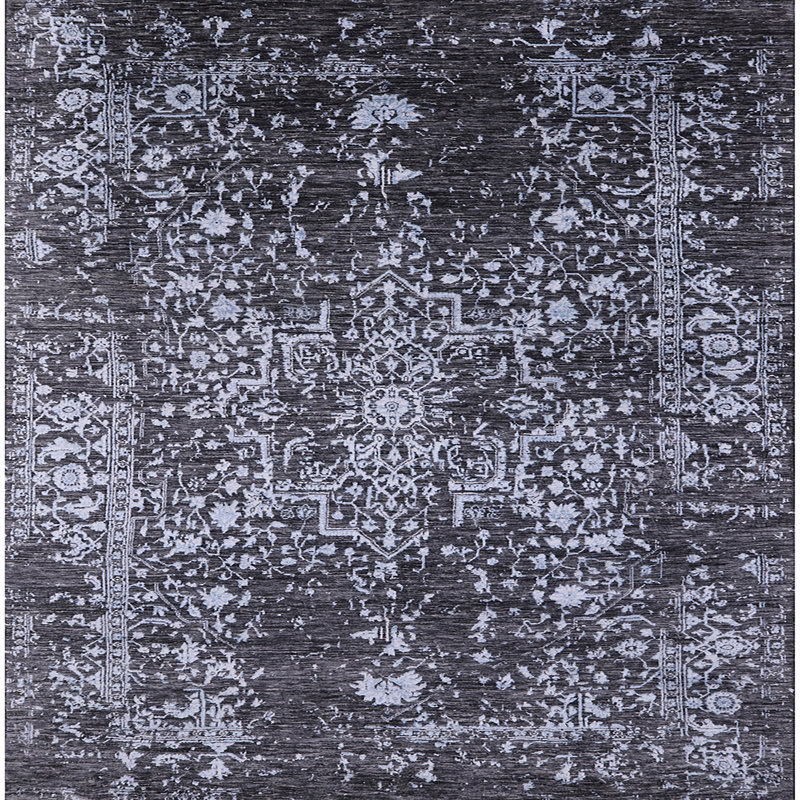 Tapis oriental noir Hainesburg, Carré 8 pi