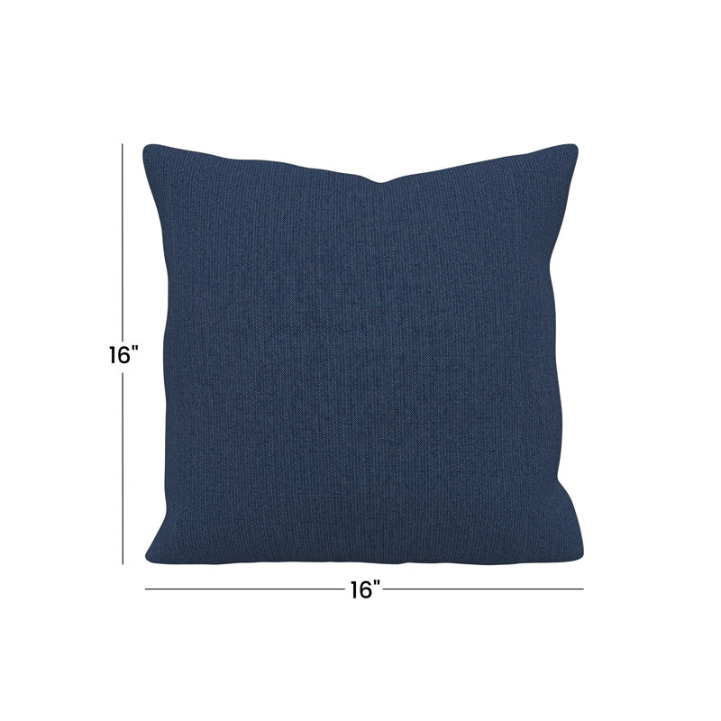 Coussin décoratif intérieur / extérieur Gabi, Carré 16 po, Tissage uni palette indigo Sunbrella®