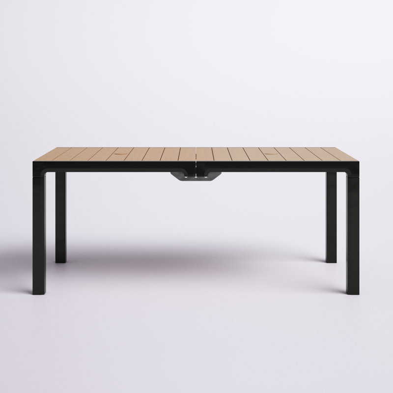 Table de salle à manger en plastique Armbrister, Plateau noir / structure noire, H 29,1 po x l 71,25 po x P 35,4 po