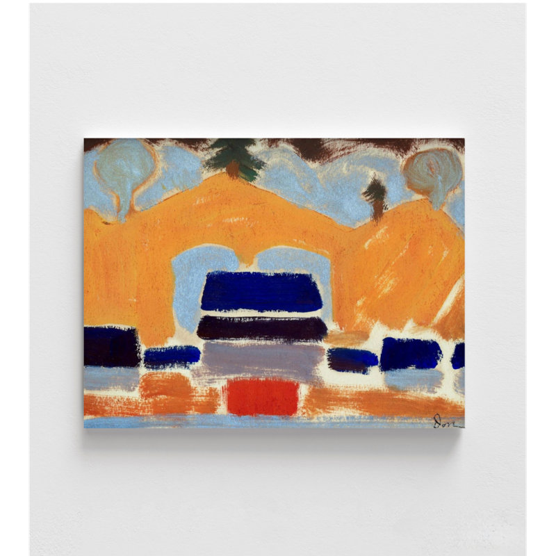 Paysage avec maisons par Arthur Dove, reproduction d'art abstrait, reproduction d'art abstrait, H 42 po x l 56 po