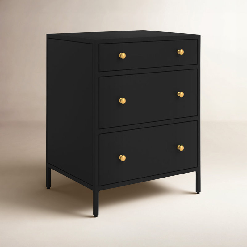 Walee 3 - Drawer Iron 20" Nightstand, Black