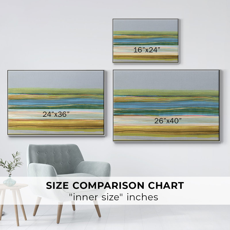 " Parallel Striae II ", 17" H  x 25" W  x  2" D, White Floater Framed Canvas, No