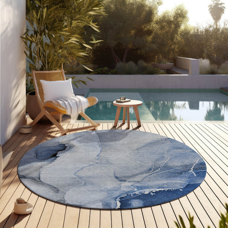 Altair Washable Abstract Indoor / Outdoor Rug, Round 8'